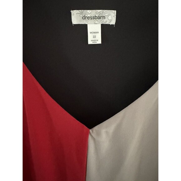 Dress Barn Dress Women’s Plus Size 22 V-Neck Color Block Elastic Waist - Picture 3 of 6